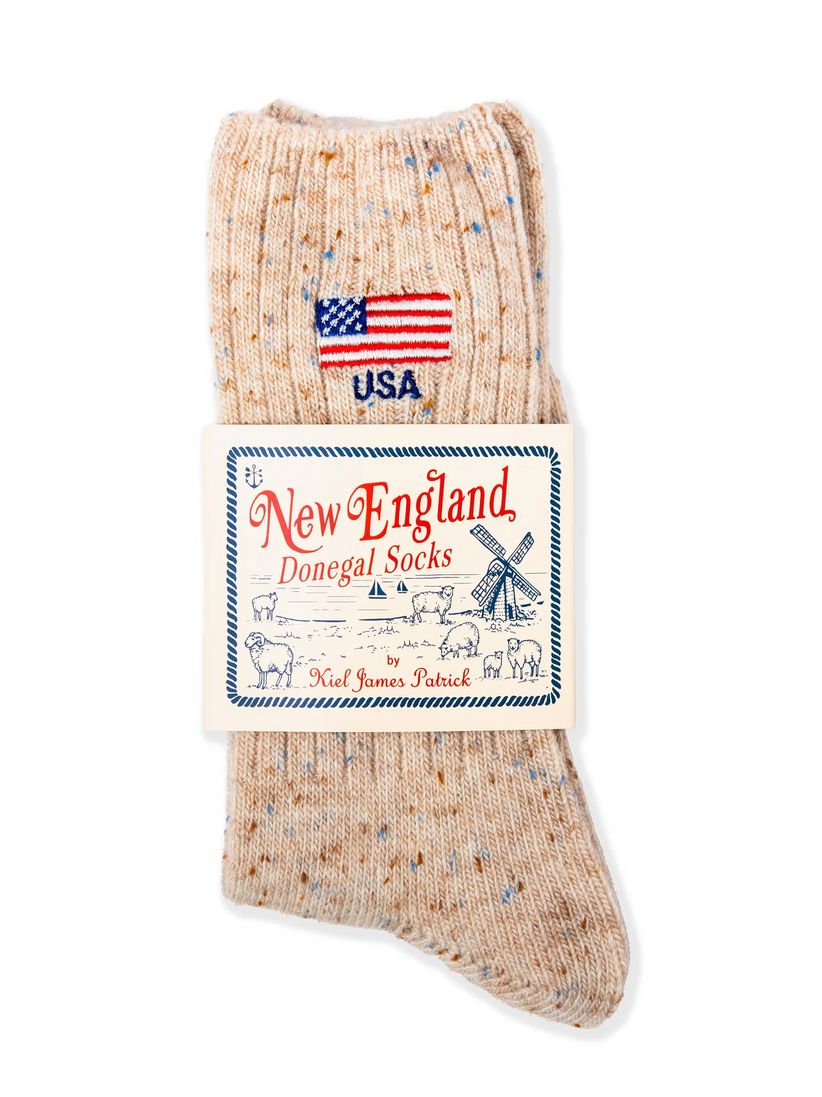 Image of USA Flag Donegal Sock in Cream