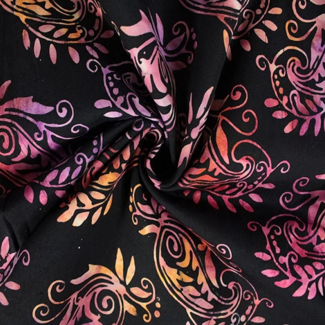 Deadstock Cotton Batik Fabric Black