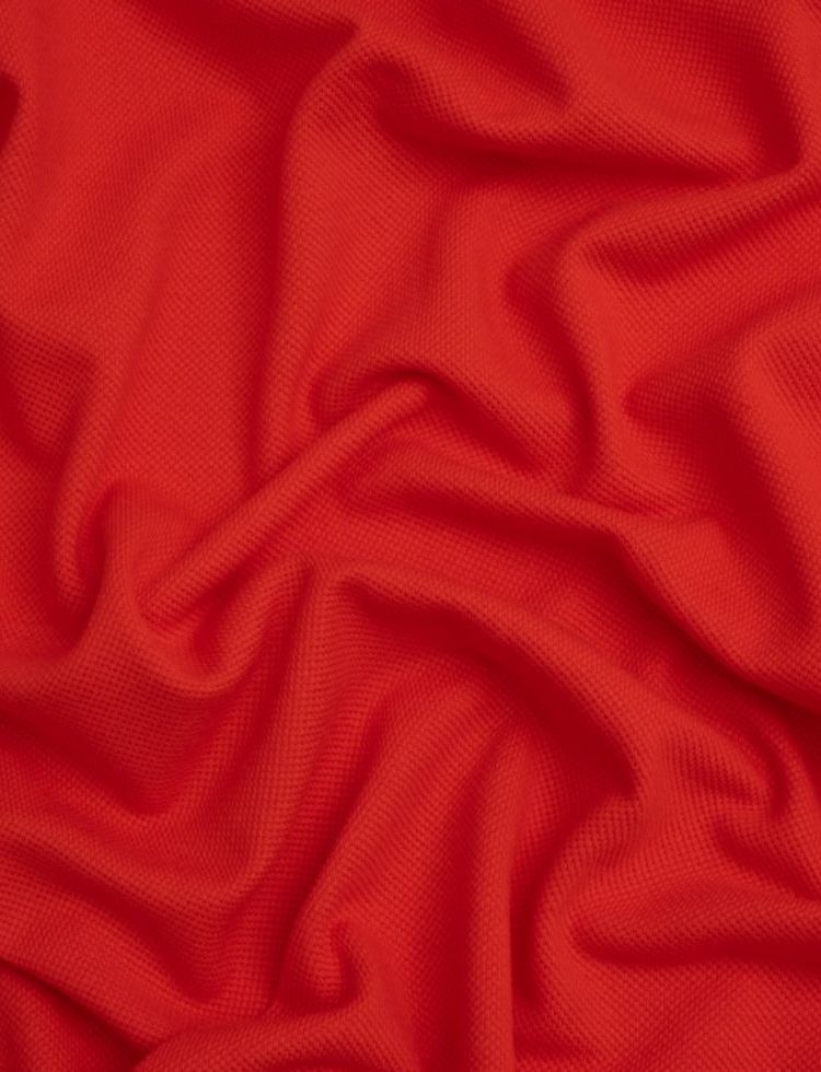 Pique Cotton Stretch Knit Fabric Rich Red