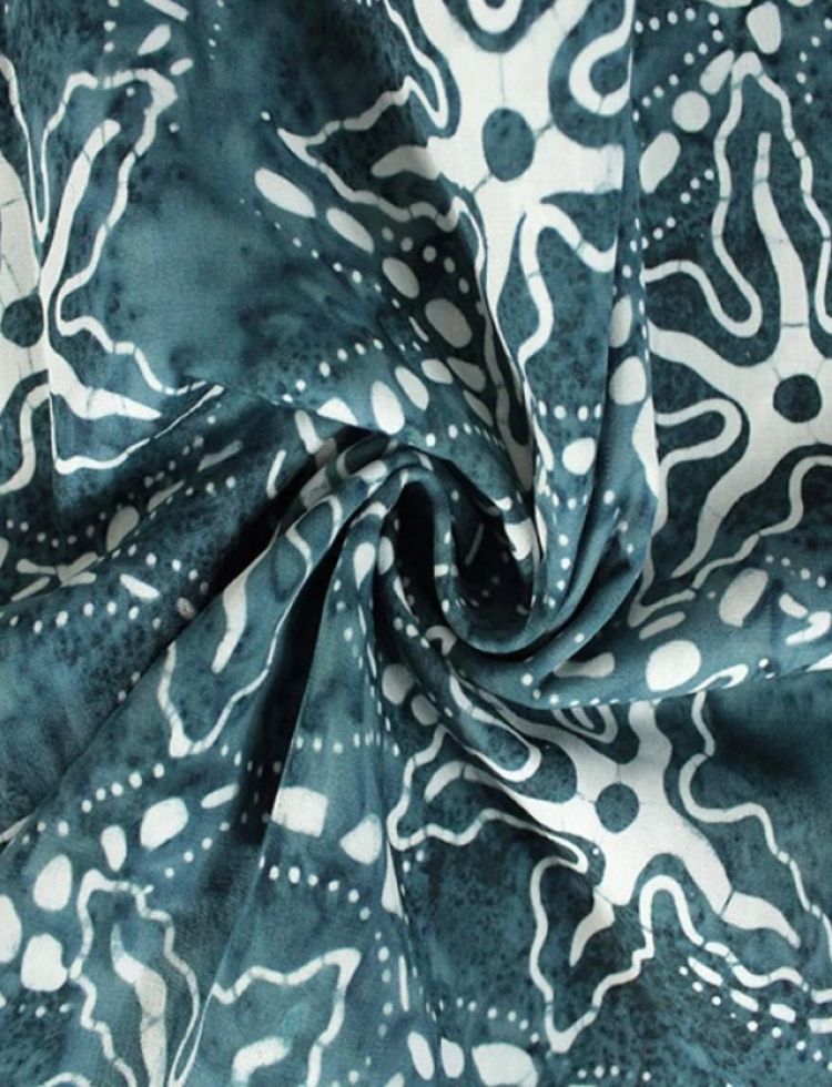 Deadstock Cotton Batik Fabric Blue