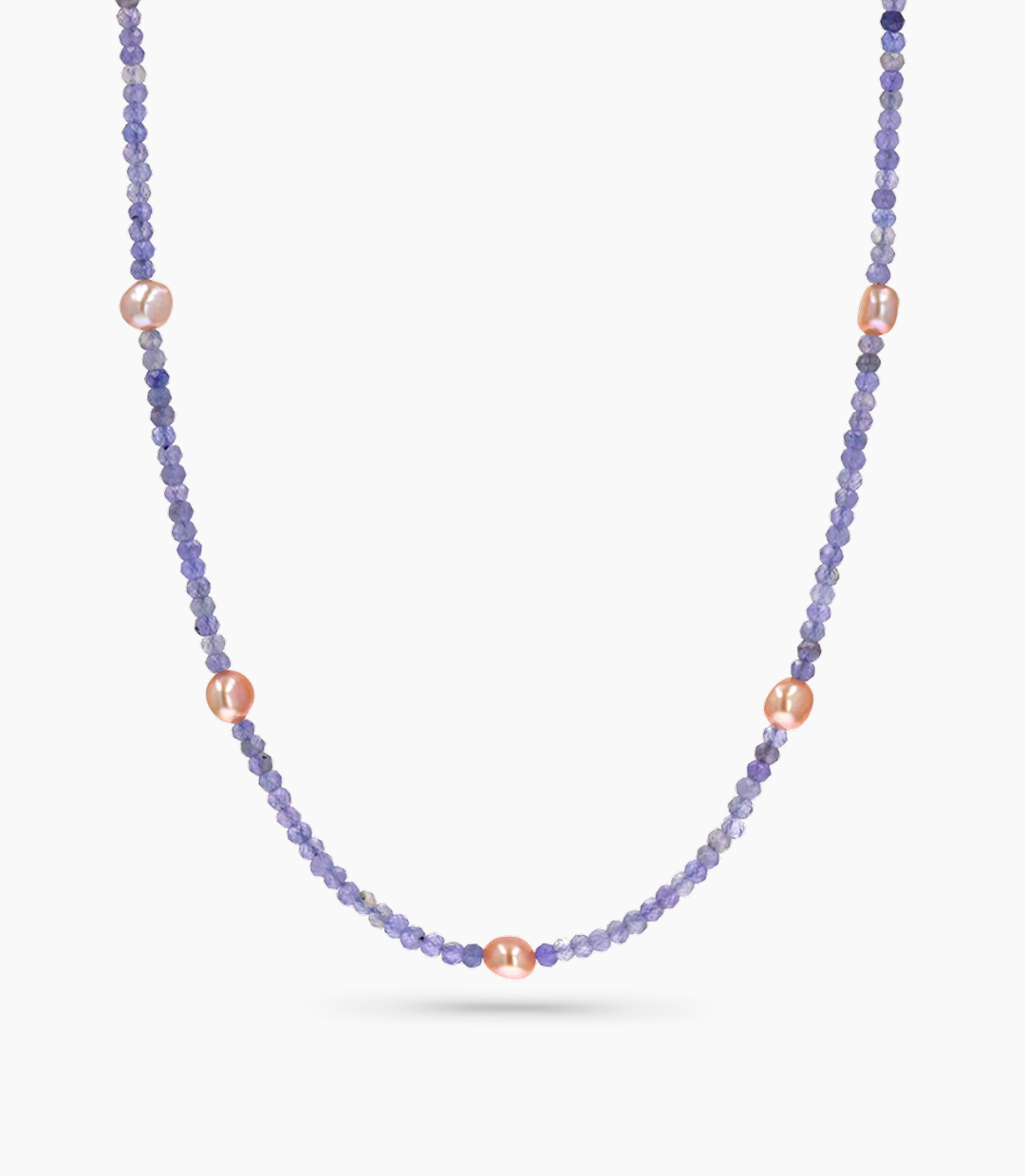 Tanzanite & Pink Pearl Station Necklace