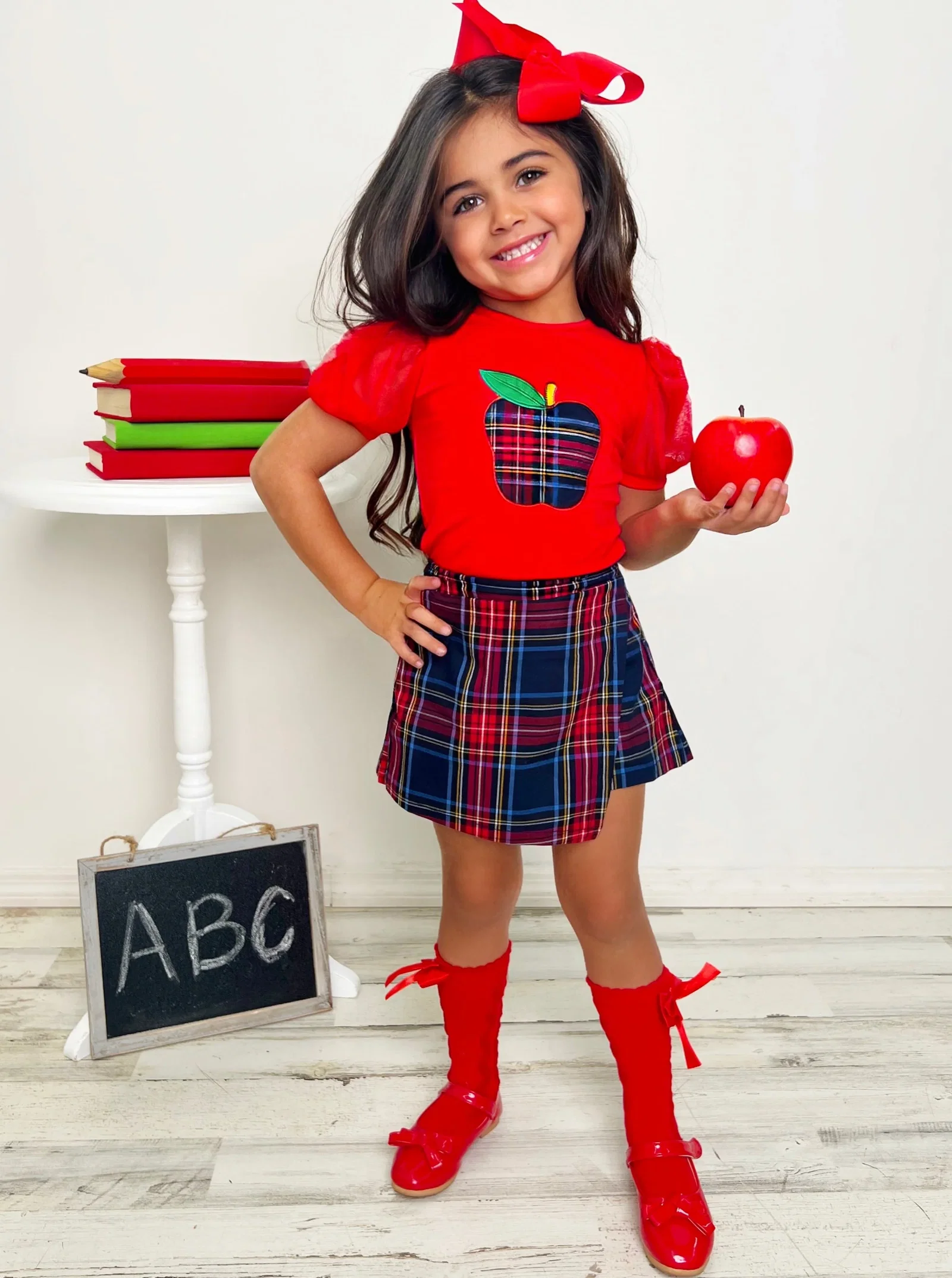 Image of Little Miss Perfect Plaid Skort Set