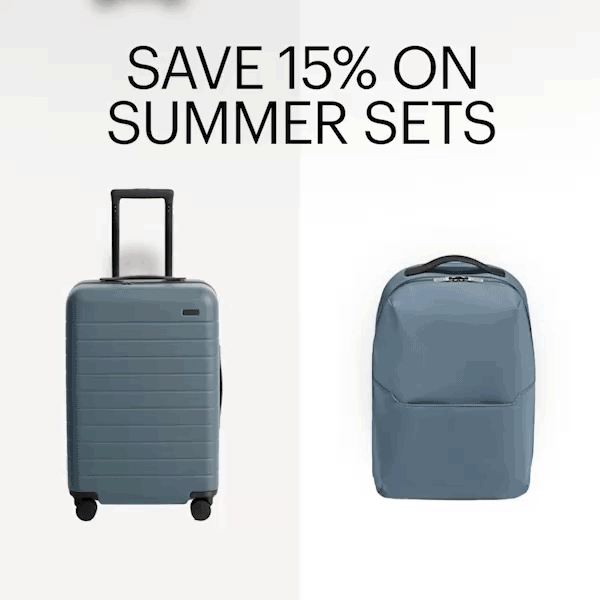 SAVE 15% ON SUMMER SETS | Cue the fireworks, get the grill going. For a limited time, save 15% when you pair luggage with another qualifying item. Plus, get a free Mini Crossbody on orders of $650+.*