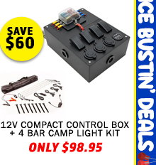 12V Compact Control Box + Illuminator 4 Bar Camp Light Kit