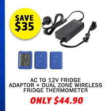 AC To 12V Fridge Adaptor + Dual Zone Thermometer