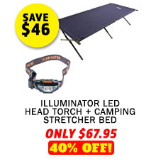 Illuminator LED Head Torch + Camping Stretcher Bed