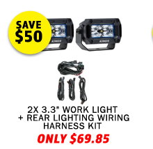 2x 3.3 Work light + Rear Lighting Wiring Harness Kit