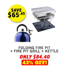 Folding Fire Pit + Fire Pit Grill + Kettle
