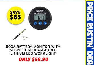 500A Battery Monitor with shunt  + Rechargeable Lithium LED Worklight