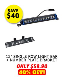 12 Single Row Light Bar + Number Plate Bracket