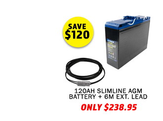 12V 120Ah Slimline AGM Battery + Solar Extension Lead - 6 Metre