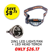 2in1 LED Light & Fan + Illuminator LED Head Torch