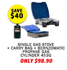 Single Gas Stove + Carry Bag + Bernzomatic Propane Gas Cylinder 453G