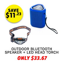 Outdoor Bluetooth Speaker + LED Head Torch