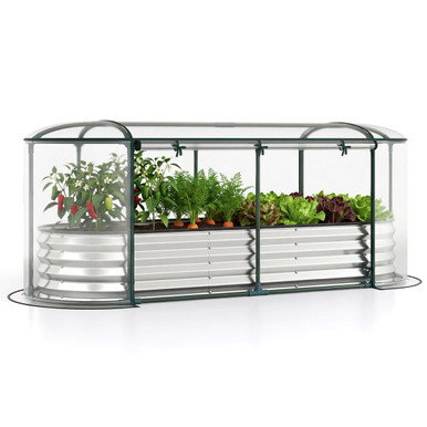 Galvanized Steel Raised Garden Bed with Greenhouse Cover
