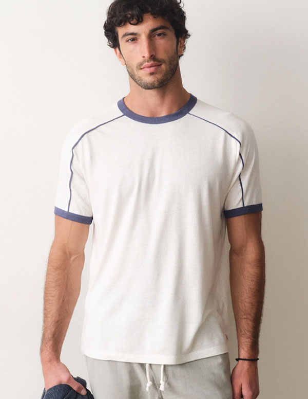 Hemp Relaxed Ringer Tee - White
