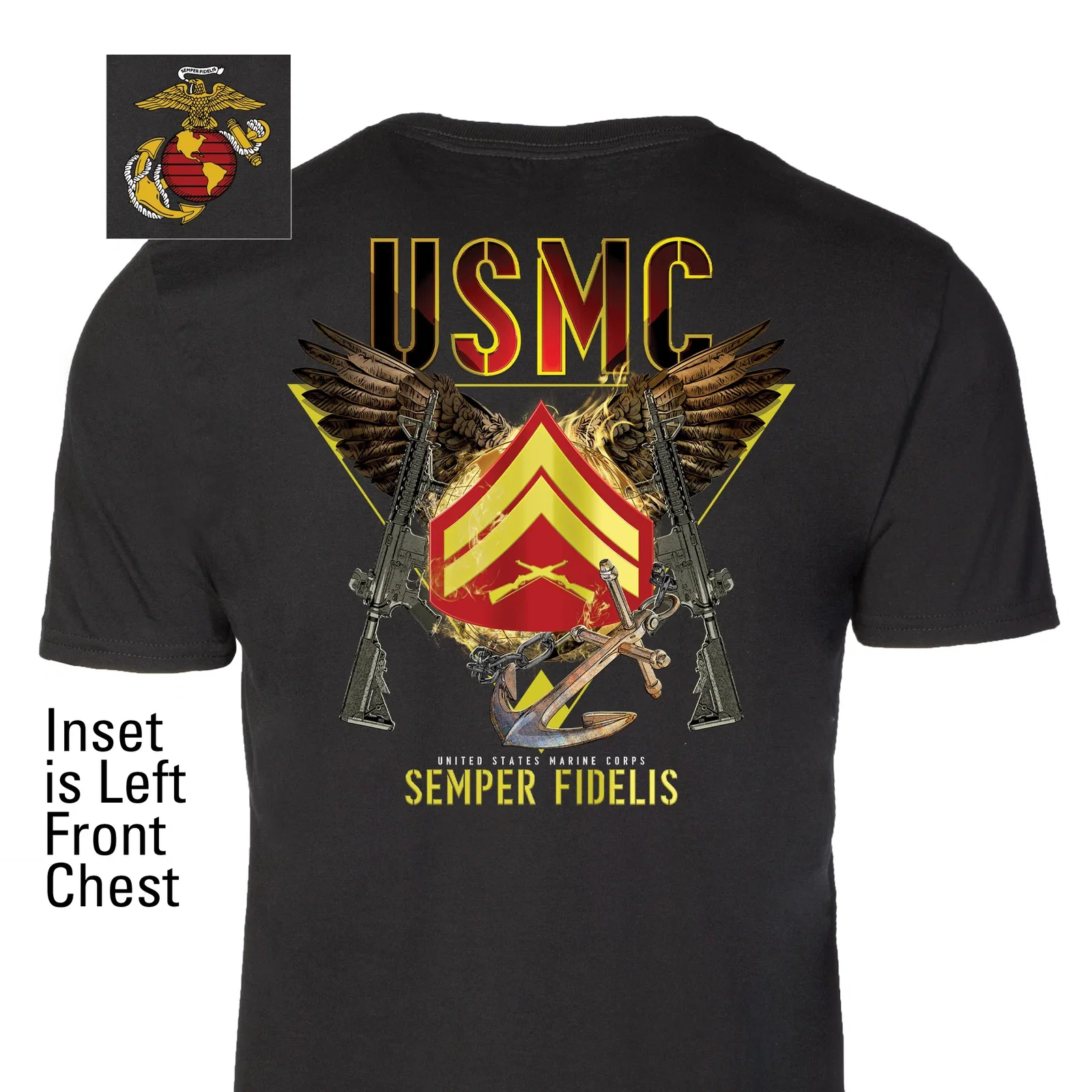 Image of Exclusive Marine Corps T-shirt Customized by Rank- Back Design