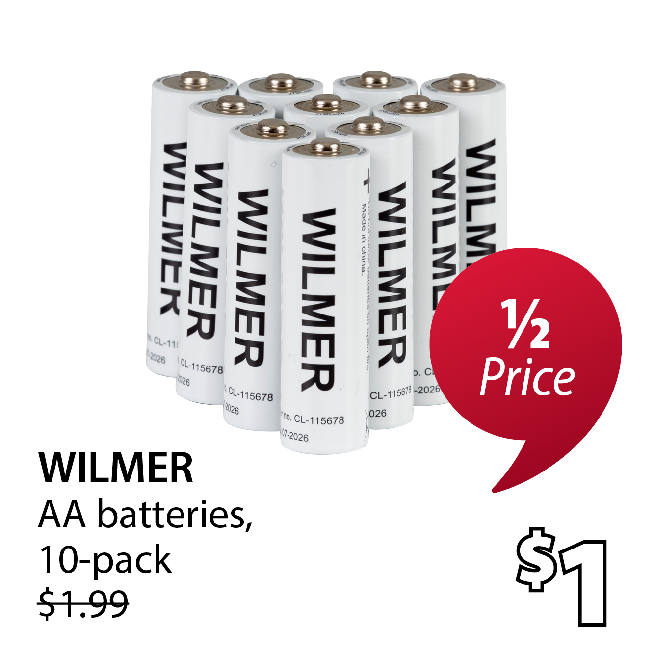 WILMER AA batteries | 1/2 Price