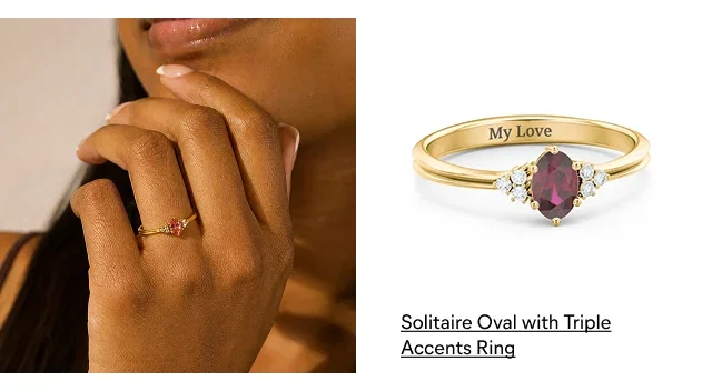 Solitaire Oval with Triple Accents Ring