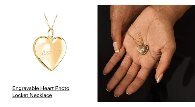Engravable Heart Photo Locket Necklace