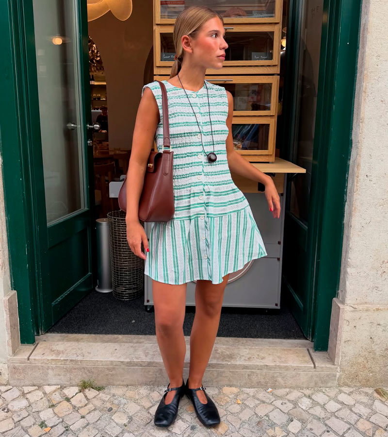 Sleeveless Smocked Short Dress - Smocked Stripes
