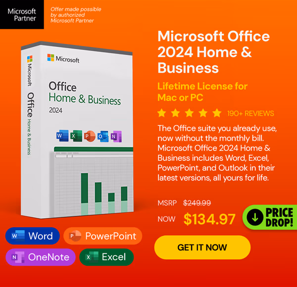 Microsoft Office 2024 Home & Business for Mac or PC Lifetime License