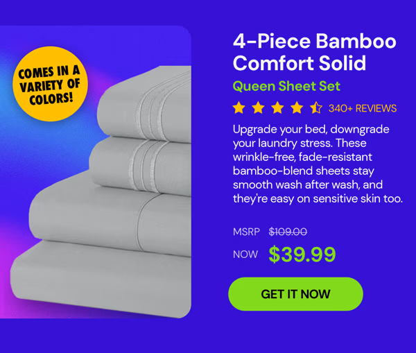 4-Piece Bamboo Comfort Solid Sheet Set (Silver/Queen)