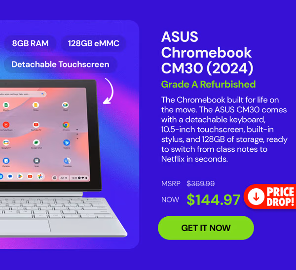 ASUS Chromebook CM30 (2024) Detachable Touchscreen 8GB RAM 128GB eMMC (Refurbished)