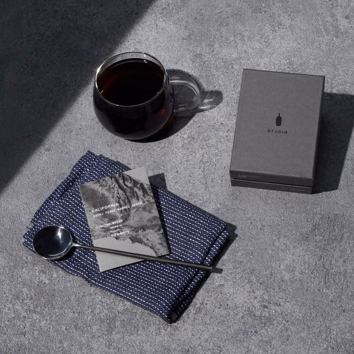 Coffee box and coffee cup.