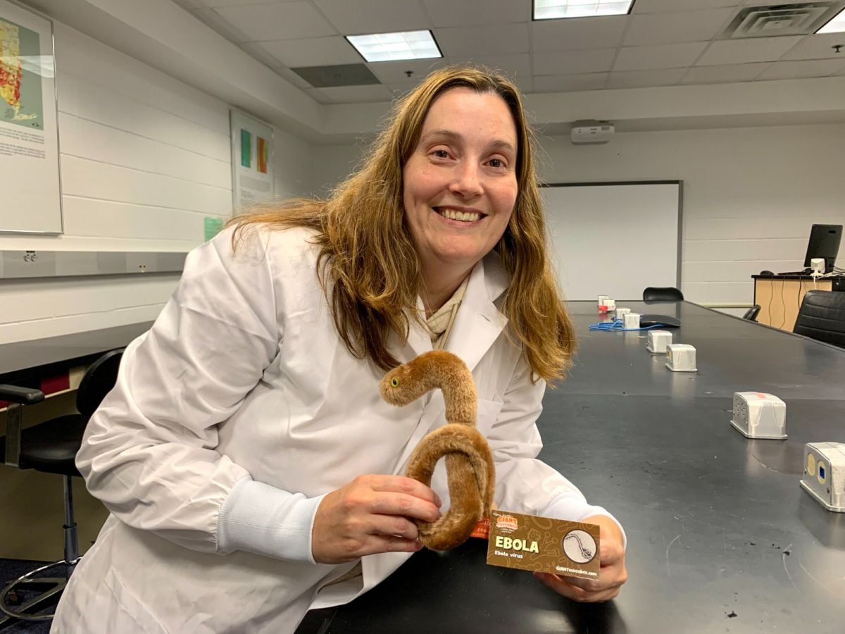 Ebola with lab scientist