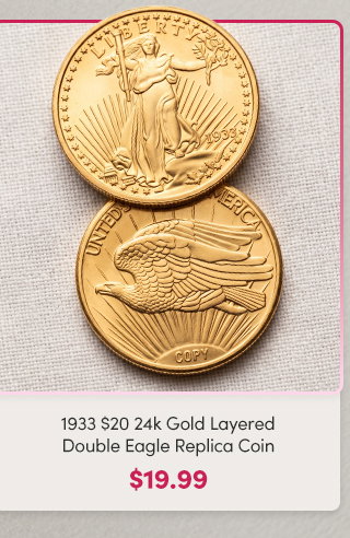 1933 $20 24k Gold Layered Double Eagle Replica Coin  $19.99