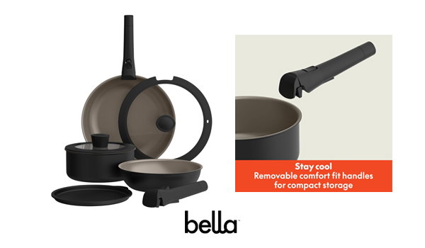 8-piece EverGood Ceramic Nonstick Cookware Set, Black