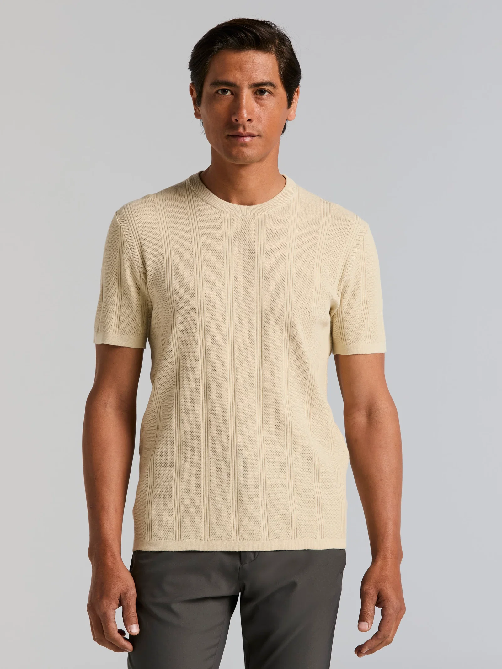 Tech Knit Mesh Striped Crew Neck Shirt Tech Knit Mesh Striped Crew Neck Shirt