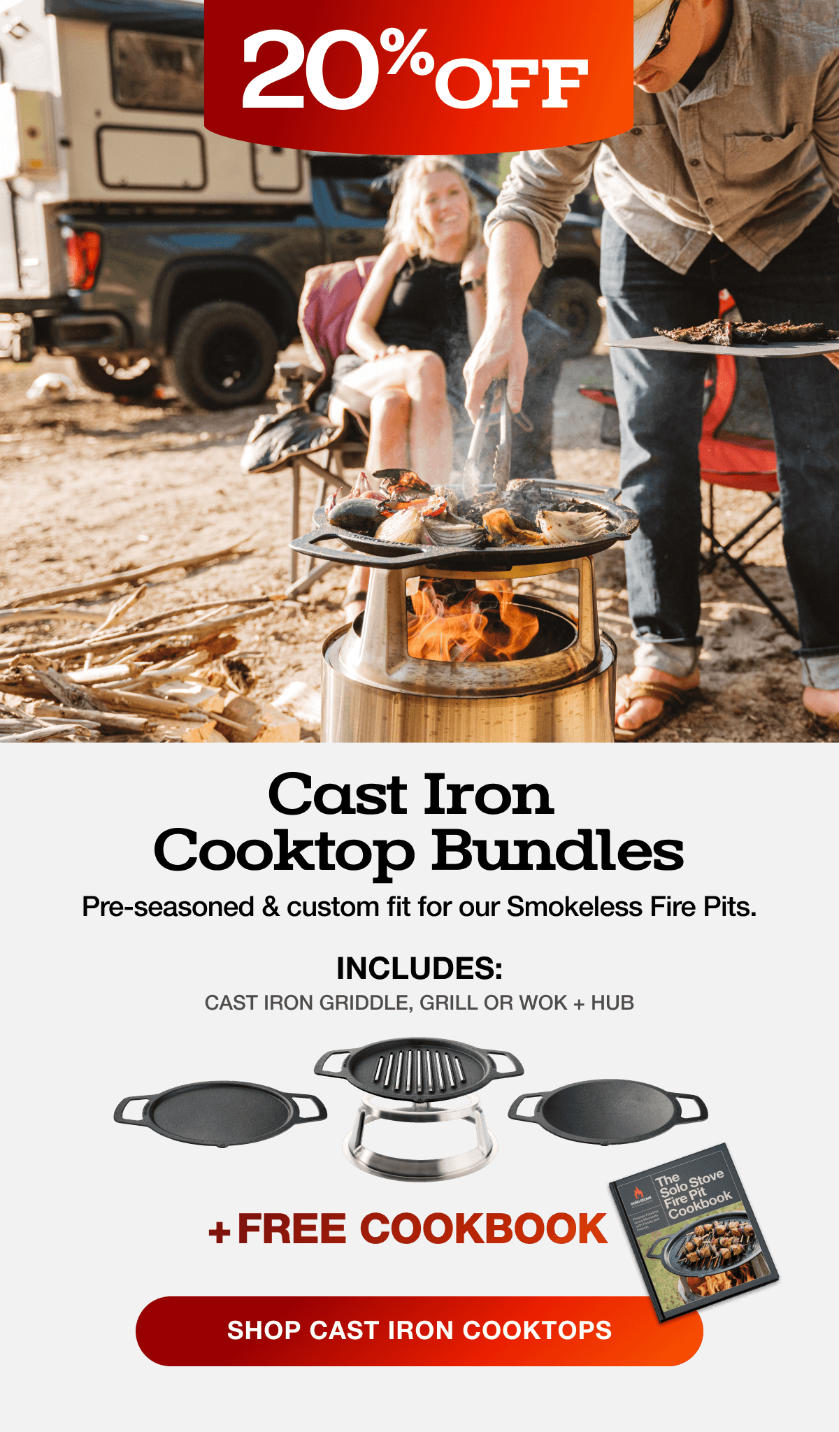 Fire Pit Cast Iron Grill Top + Hub