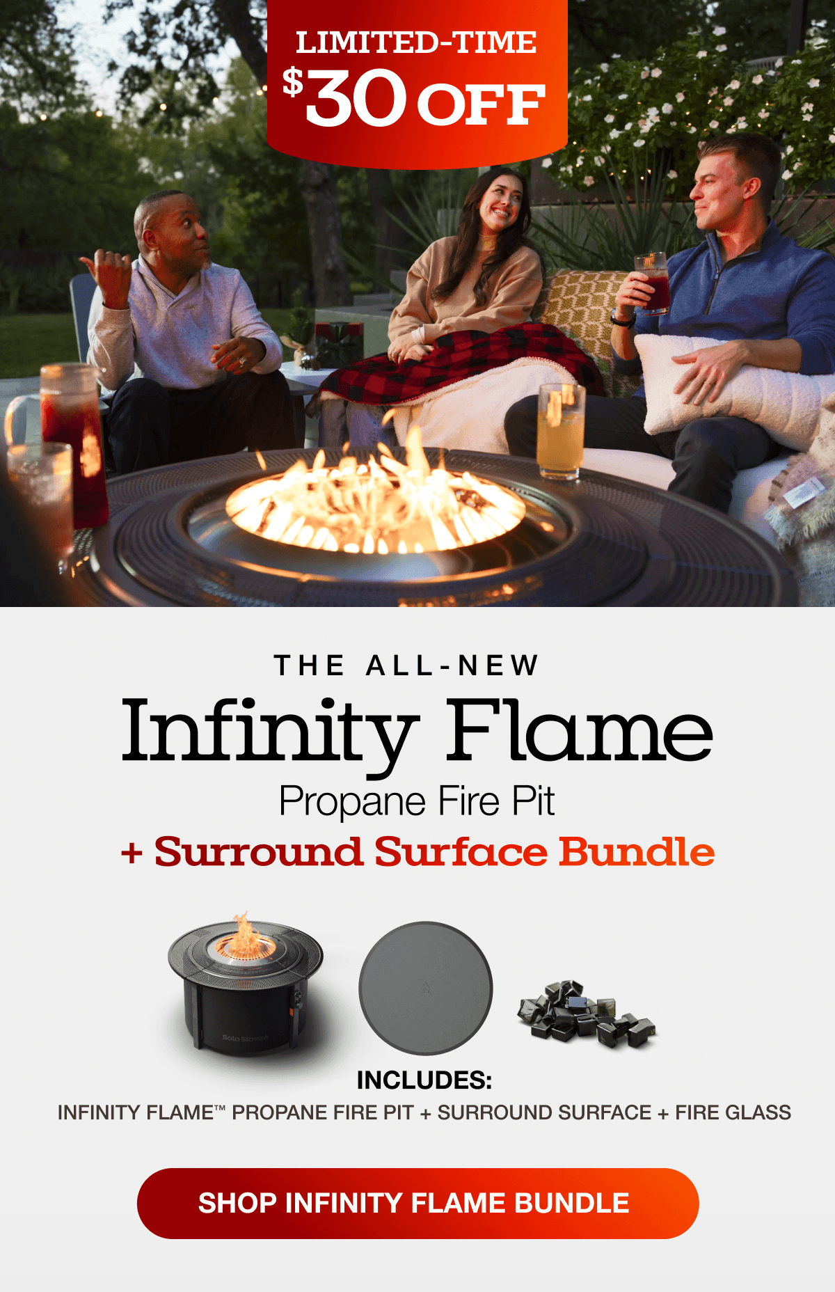 Infinity Flame Propane Fire Pit + Surround Surface
