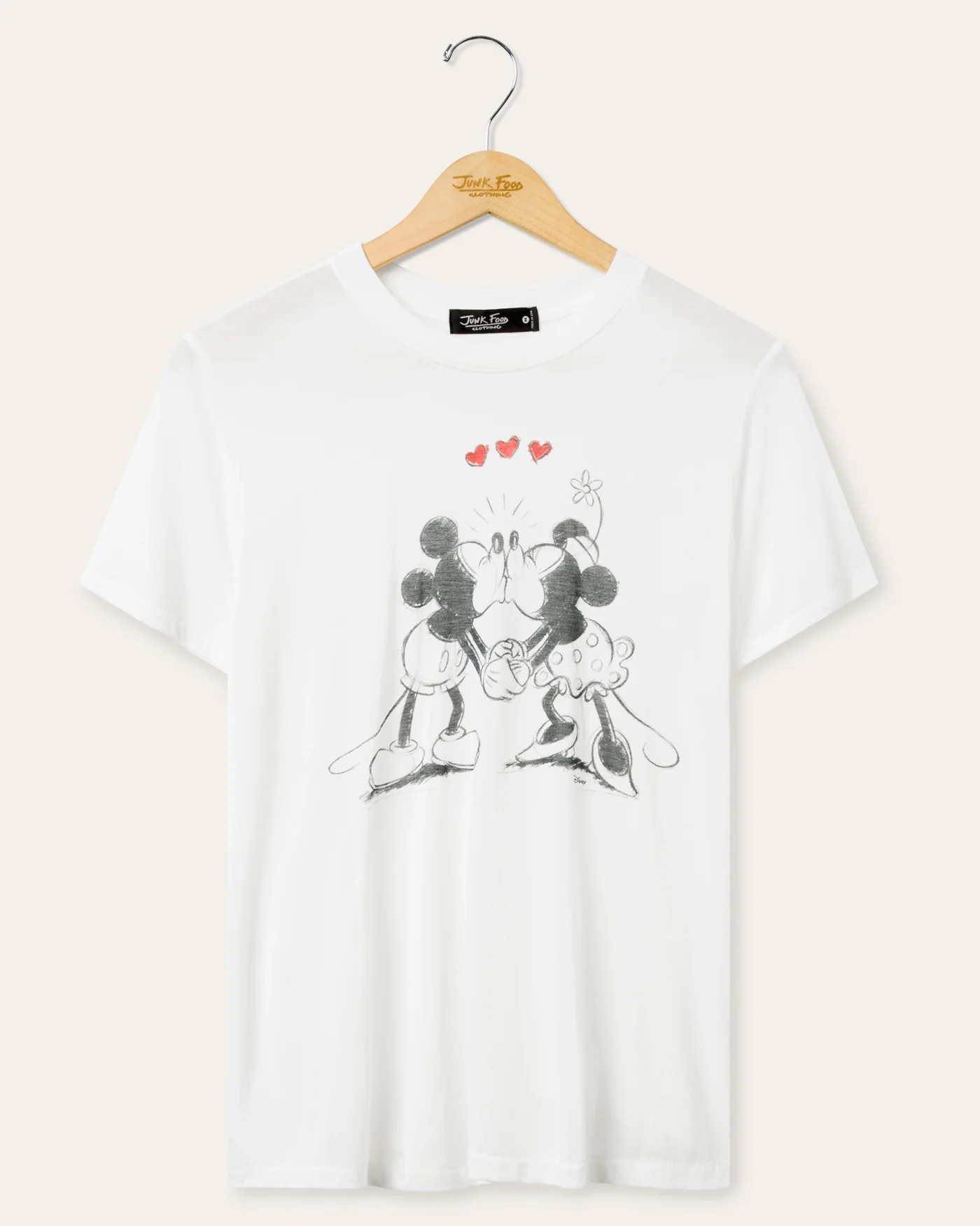 Image of Womens Mickey and Minnie Kiss Vintage Tissue Tee