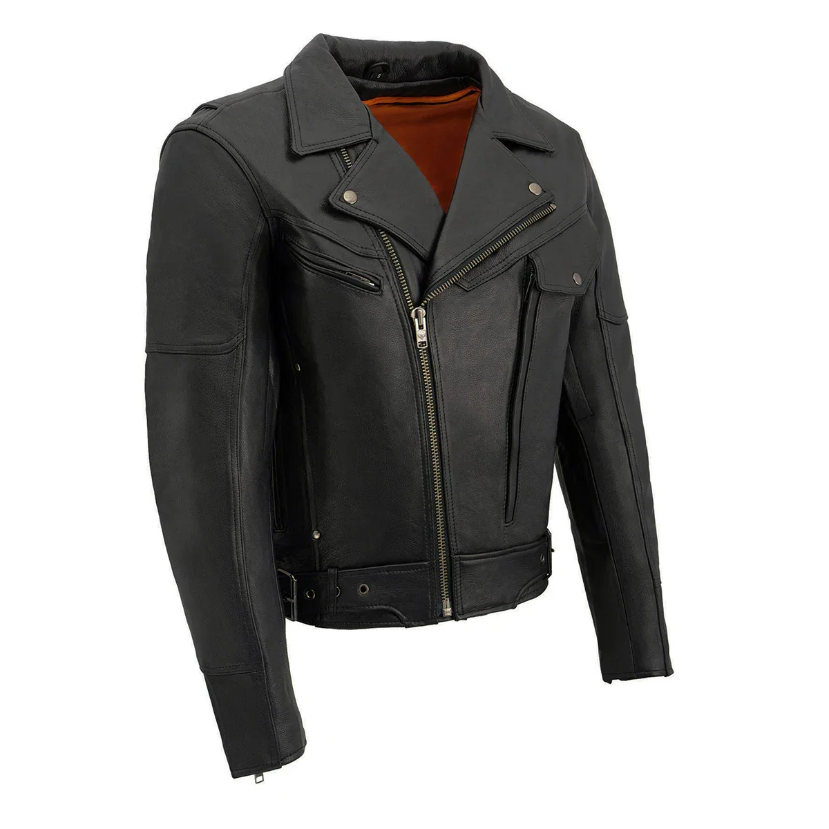 Image of Milwaukee Leather MLM1570 Men’s Black Premium Cowhide Leather Utility Pocket Motorcycle Jacket