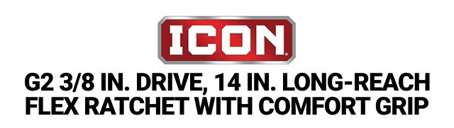 ICON G2 3/8 in. Drive, 14 in. Long-Reach Flex Ratchet with Comfort Grip