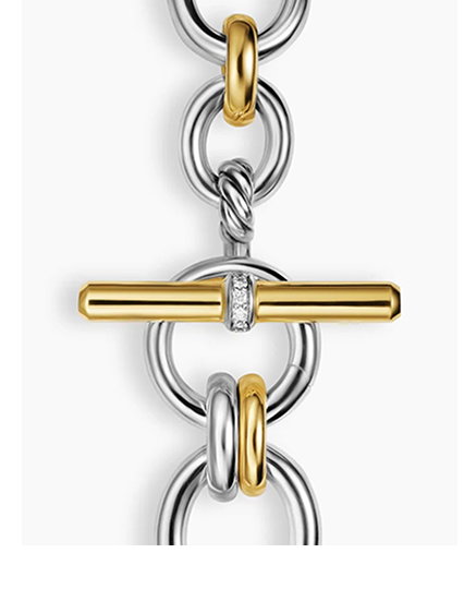 DY Mercer® Chain BraceletSterling Silver with 18K Yellow Gold and Diamonds, 8mm