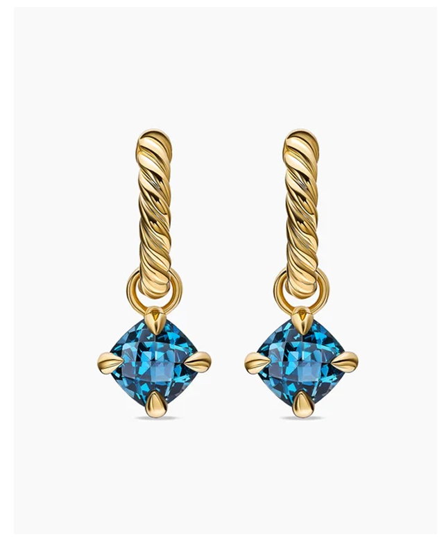 Micro Chatelaine® Drop Earrings18K Yellow Gold with Hampton Blue Topaz, 5mm