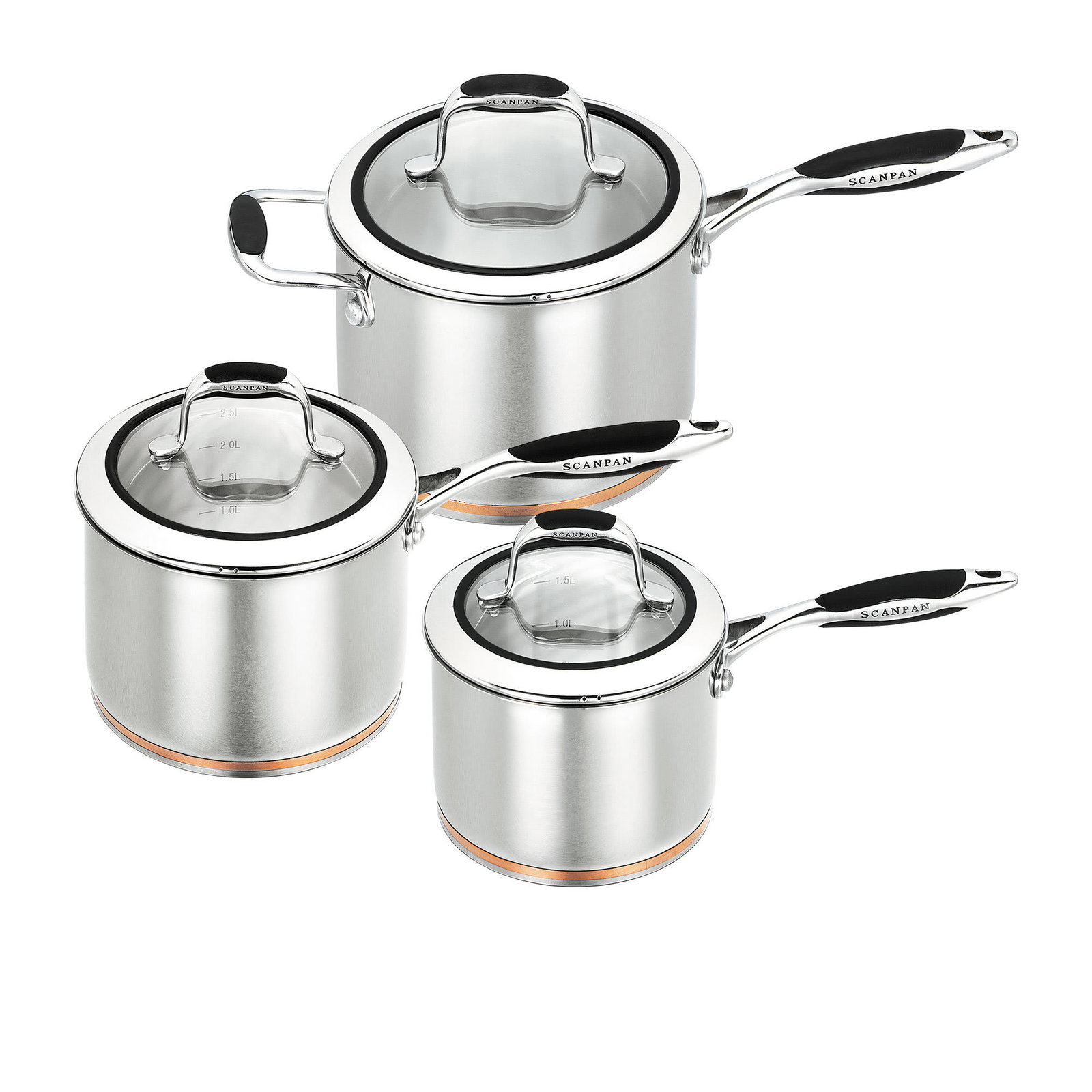 SCANPAN Coppernox 3pc Stainless Steel Saucepan Set