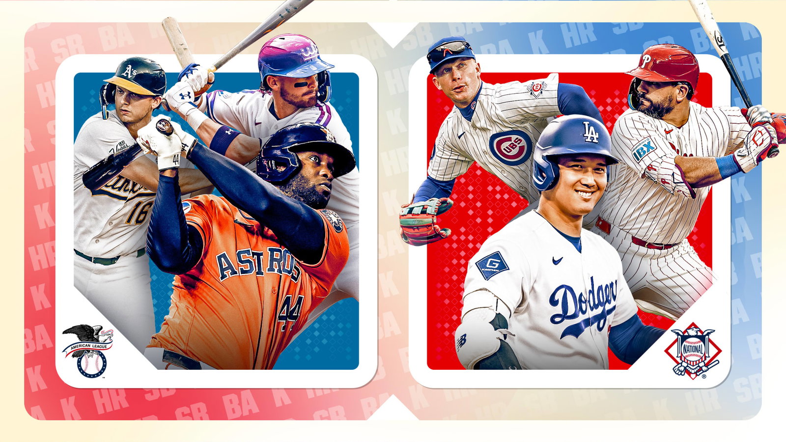 Nick Kurtz, Yordan Alvarez, Bobby Witt Jr., Pete Crow-Armstrong, Shohei Ohtani and Kyle Schwarber
