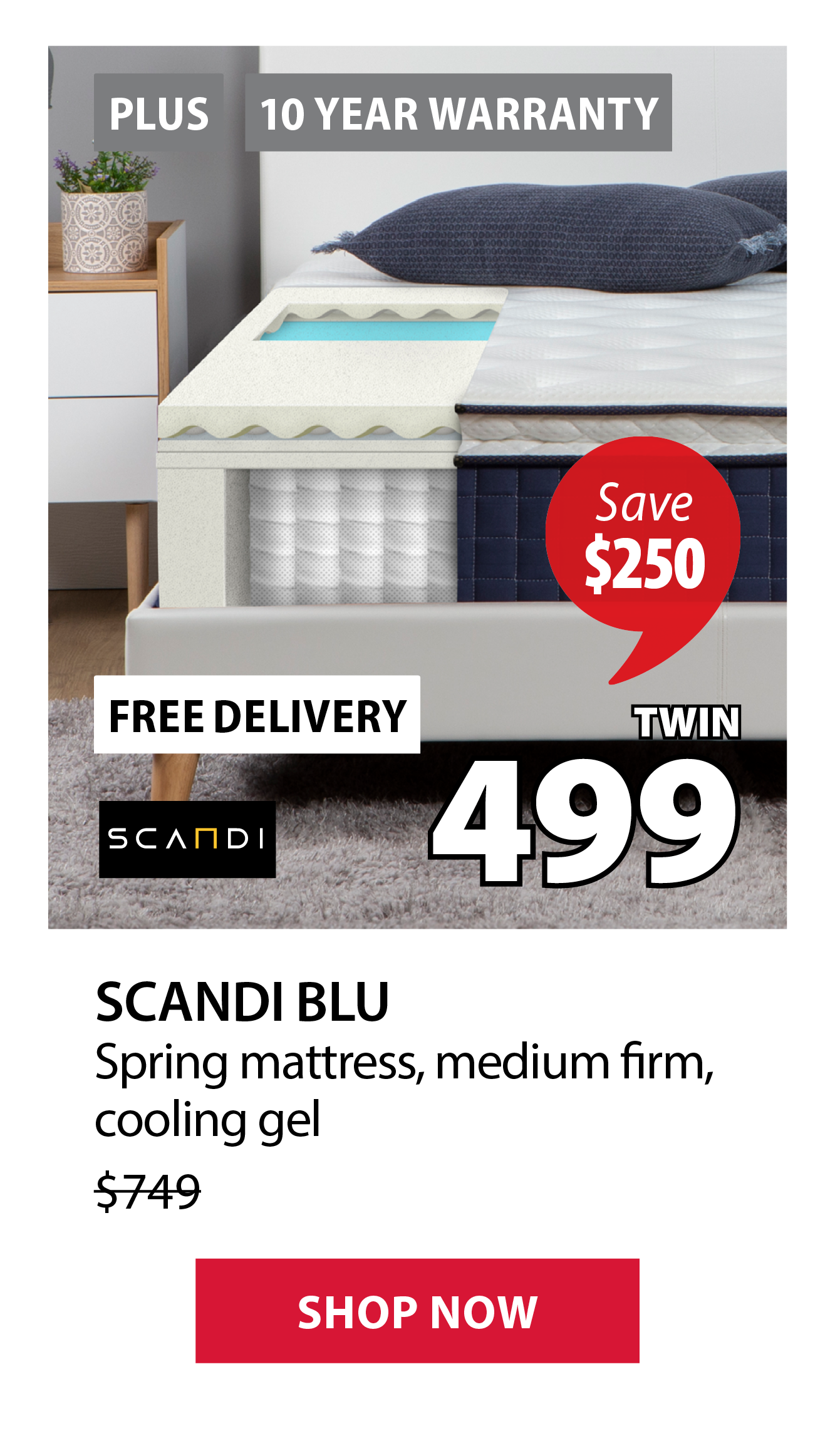 SCANDI BLU Spring mattress | Save $250