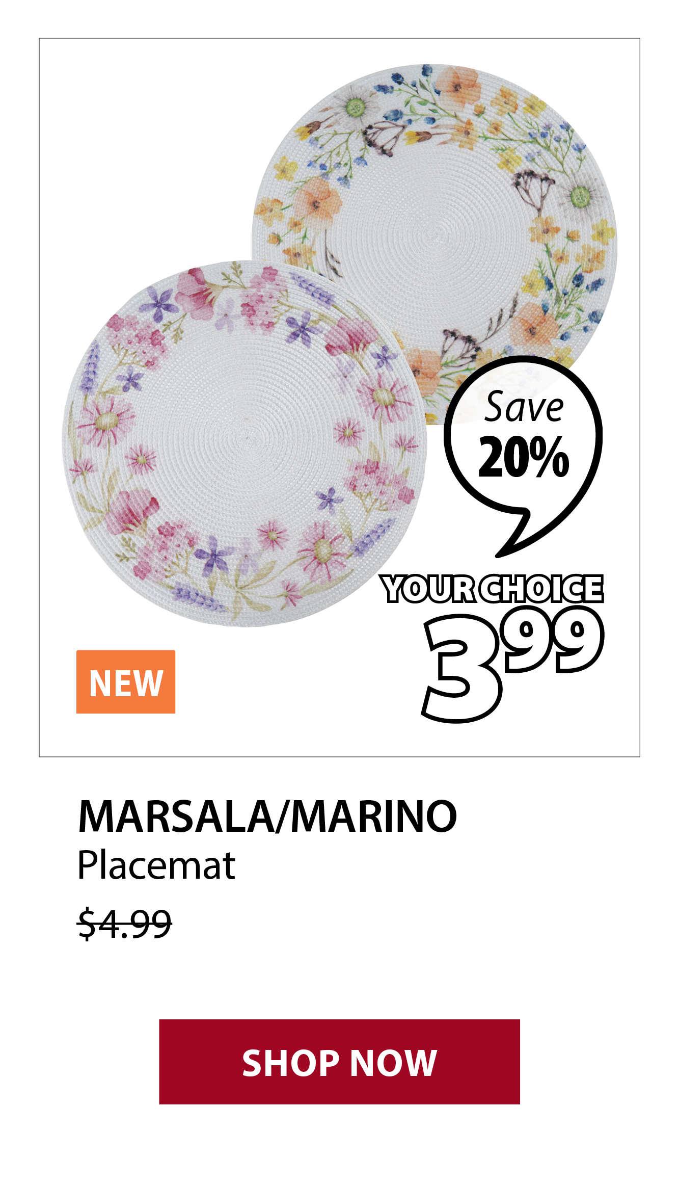 MARSALA/MARINO Placemat | Save 20%