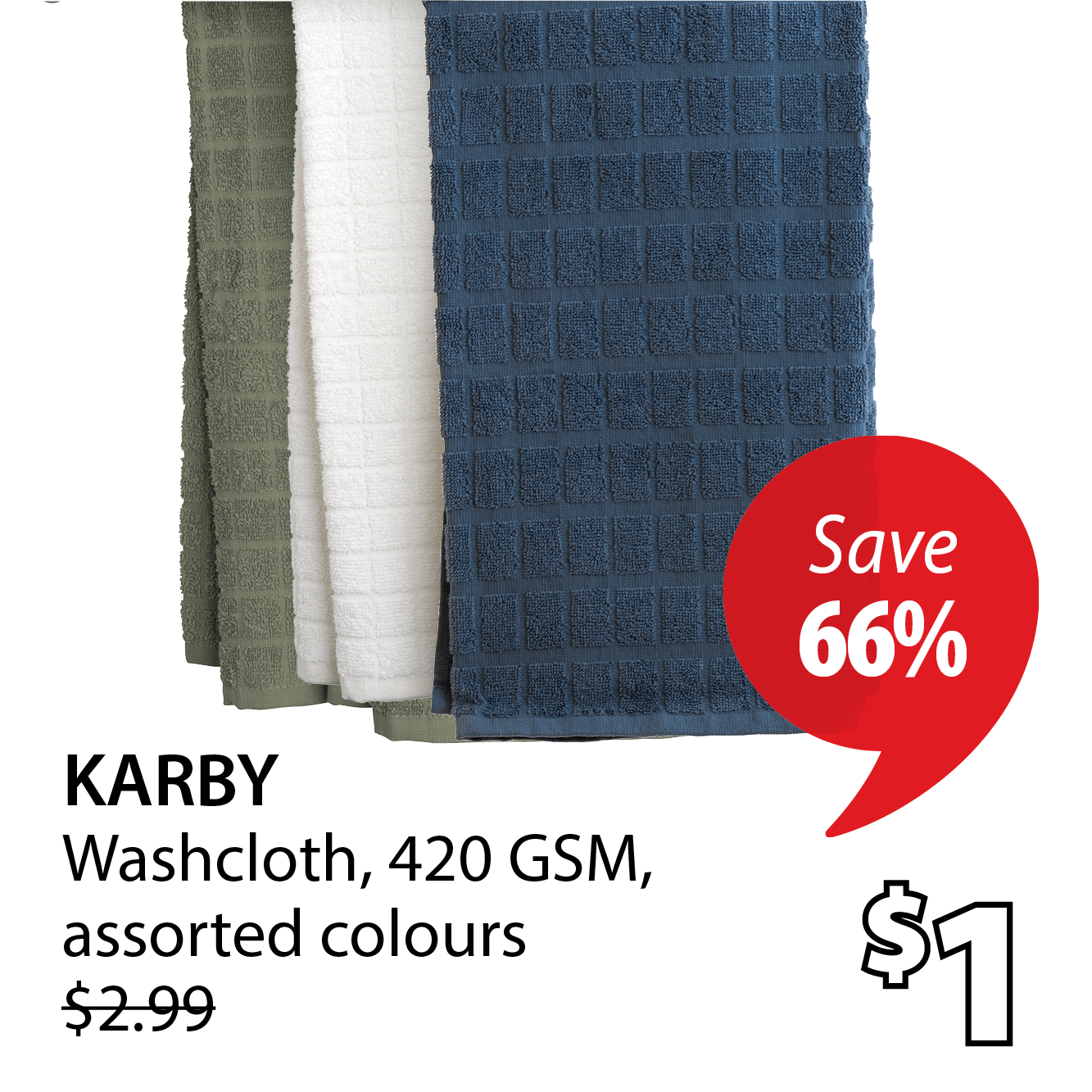 KARBY Washcloth | Save 66%