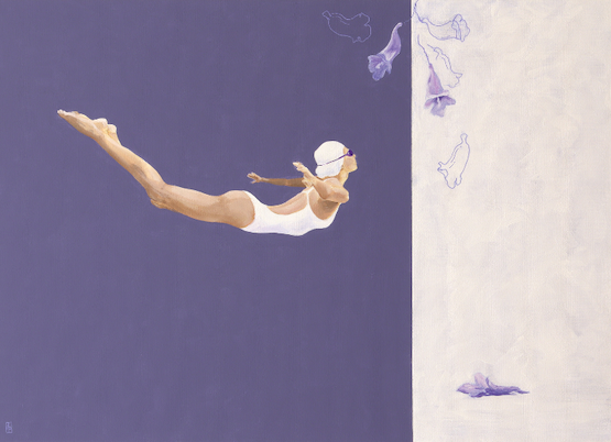 Female diving purple painting
