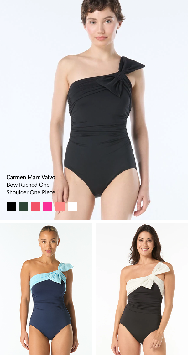 Shop Bow Ruched One Shoulder One Piece