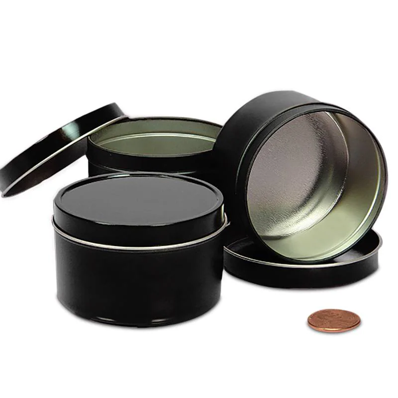 14 oz Black Deep Round Tin Can