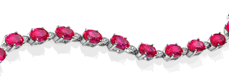 A ruby tennis bracelet. 