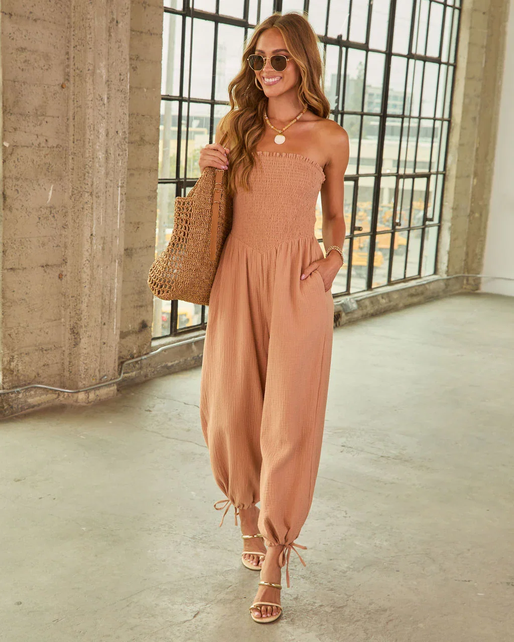 Image of Sunwashed Muse Strapless Jumpsuit